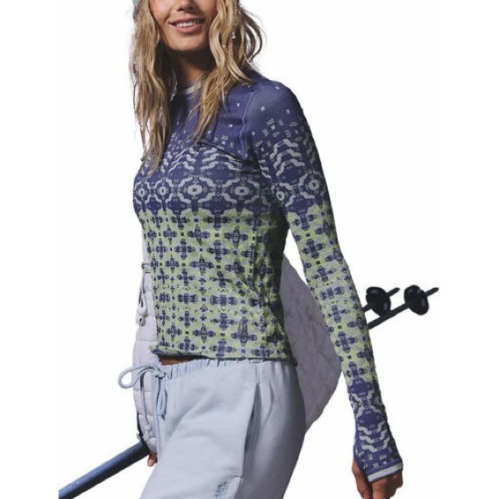 Free People Movement NWT Myoko Jacquard Base Layer Top L Ski Après Winter